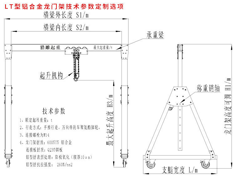 潔凈室鋁合金龍門(mén)吊技術(shù)參數(shù)定制選項(xiàng)